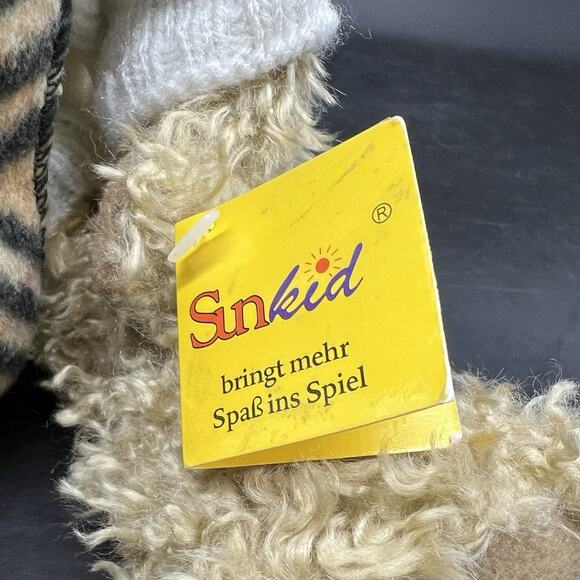 Vintage Sunkid Teddy Bear 11" Stuffed Plush Animal Germany Plaid Scarf Sweater - Picture 4 of 16